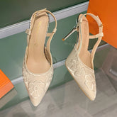 LBSFY  -  Sexy Pointed Toe Embroidery Sandals Women High Heels Shallow Slingback Shoes 2024 Party Dress Summer New Pumps Female Zazpatos